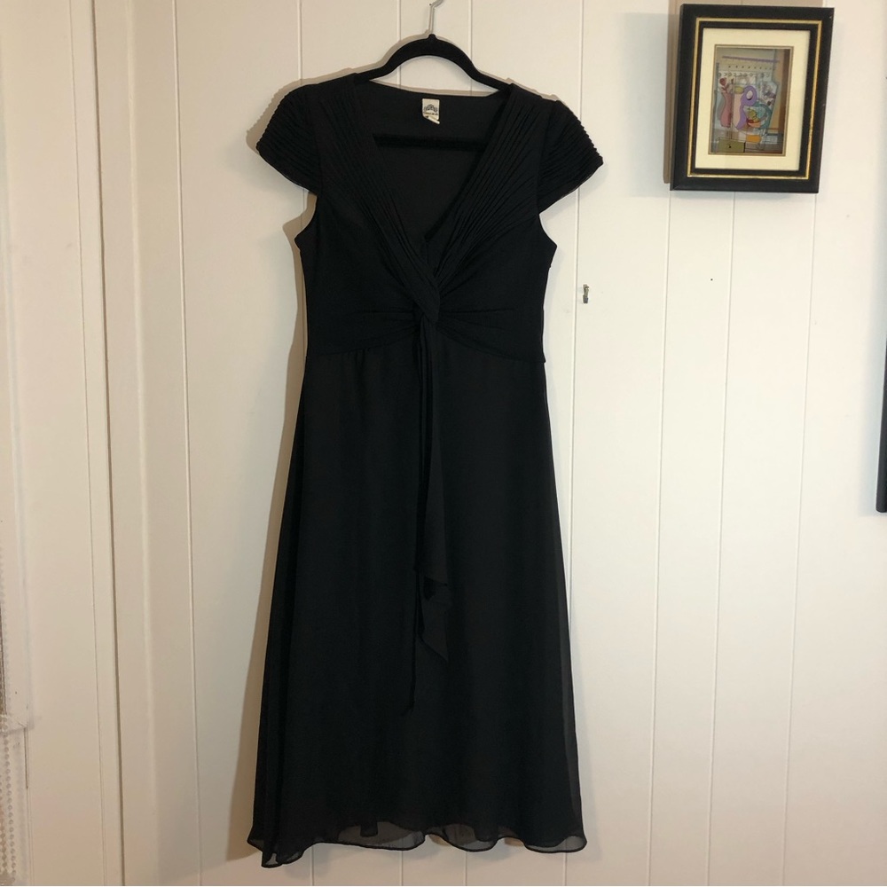 Sangria Black Cocktail Dress Cap Sleeves Size 10
